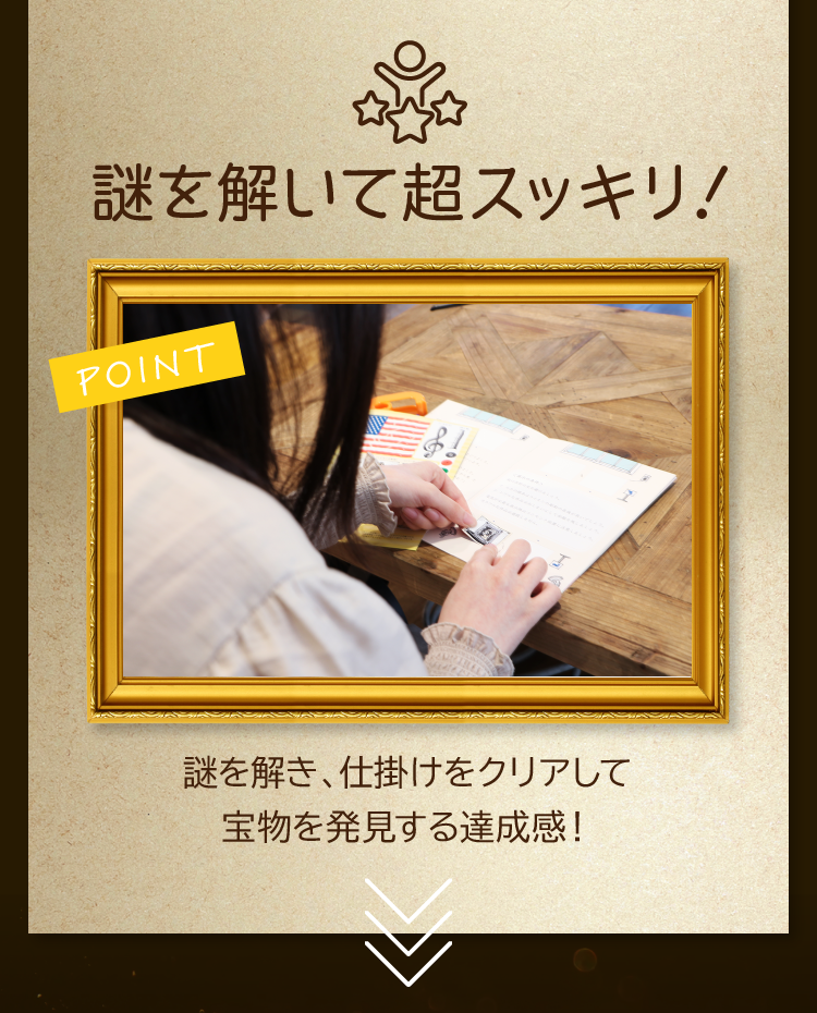 謎を解いて超スッキリ！謎を解き、仕掛けをクリアして宝物を発見する達成感！