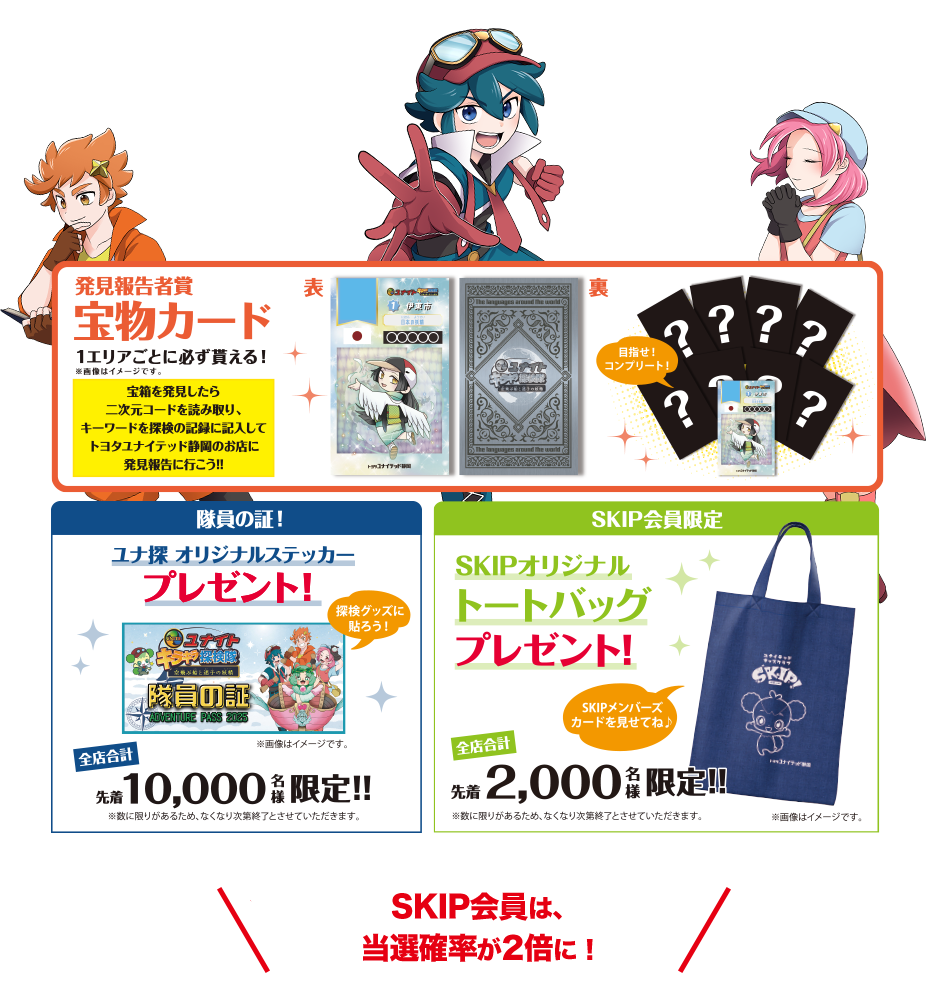 発見報告者賞（カード）とクロスワードチャレンジ