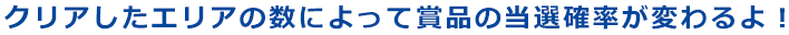 クリアしたエリアの数によって賞品の当選確率が変わるよ!