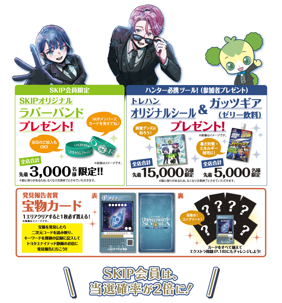発見報告者賞（カード）とクロスワードチャレンジ